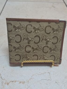 Celine Macadam monogram PVC canvas Bifold Wallet Featuring Brown Leather Trim